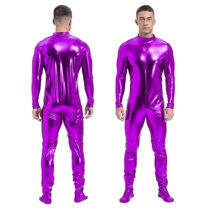 Mono metálico brillante para hombre, traje de cuerpo entero, ropa de discoteca para actuaciones en escenario, festivales y fotografía - Product Image 3