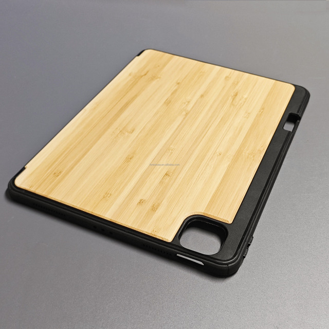 Natural Wooden Shockproof Tablet Case Customizable Engraving Service TPU Border Protective case for iPad Air 13 Air 12