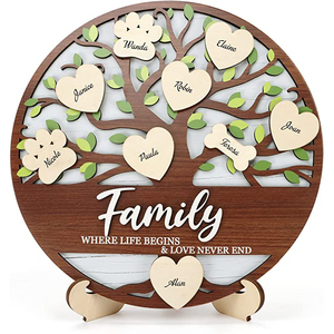 Albero genealogico in legno intagliato a forma di albero in legno vuoto, per artigianato, matrimoni, decorazioni di Natale, decorazioni fai da te, decorazioni per scrapbooking, decorazioni
