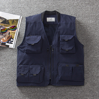 Gilet utilitaire de pêche à poches multiples pour hommes, LOGO personnalisé de haute qualité, gilet en maille pour photographe en plein air