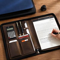 Porte-documents multifonctionnel en cuir PU A4, bloc-notes de grande capacité, organiseur de documents professionnels avec fermeture à glissière