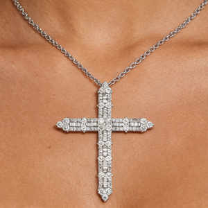 CUSTOM SILVER 10K/14K/18K GOLD PLATED LAB GROWN CVD DIAMOND CLASSIC ENGAGEMENT <b>GIFT</b> SWEATER CHAIN NECKLACE CROSS PENDANT VS - Product Image 2