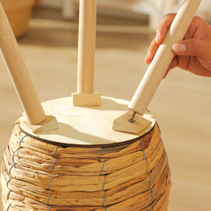 Handmade Woven Rattan Flower <b>Basket</b> With Wooden Legs For Home Decoration Balcony Plant Stand Craft Ornament - Product Image 1