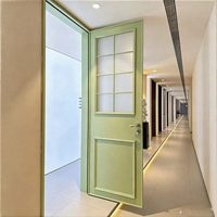 Porte battante moderne personnalisable à 2 vitres dépolies, cadre en alliage titane-magnésium, finition étanche pour cuisine et hôtel