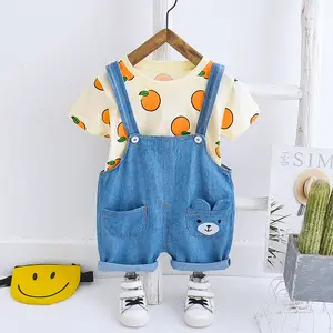 Popular Hot Sale New Style Children Clothes Clothing Sets 2 Piece Denim Pants Set Casual Shirts And Pants Combination