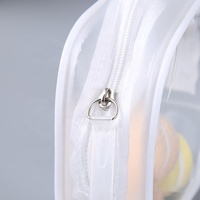 Trousse de maquillage transparente en PVC imprimée avec logo personnalisé, design givré, motif de dessin animé, mode, étanche, fermeture à glissière, trousse de maquillage