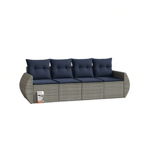 Set Divano da Giardino in Polyrattan Grigio con Cuscini, Design Contemporaneo per Arredamento Esterno - Product Image 1