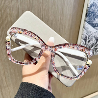 Lunettes de lecture anti-lumière bleue œil de chat arc-en-ciel 2026, monture demi-cerclée de luxe de marque de créateur avec perles pour femmes