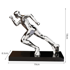 Sculpture moderne de l'<span class=keywords><strong>homme</strong></span> qui court, artisanat en résine électro-plaquée, ornements pour la décoration de la maison, salon, bureau, cadeaux de décoration - Product Image 4