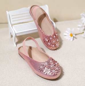 Chaussures de princesse à enfiler pour enfants avec perles, sandales de plage à semelle souple avec bride arrière - Product Image 2