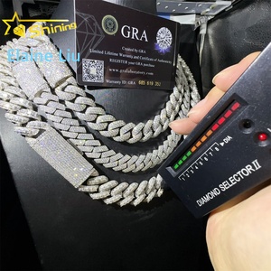 15mm 16mm 20mm 스털링 실버 925 VVS 모이사나이트 다이아몬드 힙합 쥬얼리 아이스 아웃 마이애미 쿠바 링크 체인 목걸이 - Product Image 4