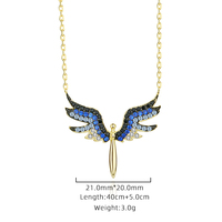 Daila-Colgante de plata con forma de ala de Ángel, joyería hecha a mano, collar con abalorio de circonia, chapado en oro, delicado, azul y negro