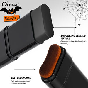 O'CHEAL Base de Maquillaje de Doble Punta para Halloween, Acabado Mate, Resistente al Agua, Control de Grasa, Larga Duración, con Brocha Integrada, Maquillaje de Pintura Facial Negra - Product Image 5