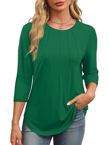 Bình thường xếp li cổ quý tay áo cơ bản Áo sơ mi thiết yếu quần áo phụ kiện có nguồn gốc từ Trung quốc kho người mua đại lý - Product Image 3