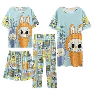 Set da 4 Pezzi <span class=keywords><strong>Pigiama</strong></span> Donna con Maniche Corte, Pantaloni Lunghi, Pantaloncini e Gonna, Design Cartone Animato <span class=keywords><strong>Mickey</strong></span>, Casual, Taglie Grandi, Abbigliamento da Casa - Product Image 2