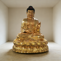 Statue de Bouddha en bronze sur mesure de grande taille pour l'extérieur avec feuille d'or Statue de Bouddha en laiton pour le culte du temple