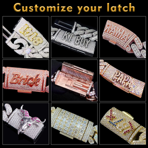 Мужская цепочка в стиле хип-хоп с муассанитами, кубинское плетение, серебро 925 пробы, розовое золото, огранка «груша» - Product Image 5