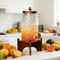 Distributeur de boissons en verre de 2,7 L, jus, bière, whisky, vin, pot en verre avec robinet