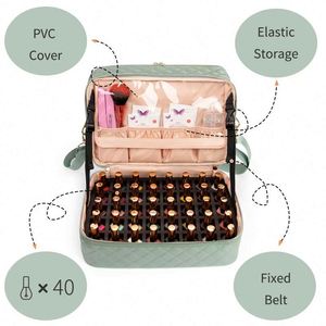 Échantillon Gratuit : Trousse de Rangement Rose Double Couche pour Lampe à Ongles, Contient 40-50 Bouteilles de Vernis à Ongles, Support Portable pour Kit de Manucure - Product Image 4