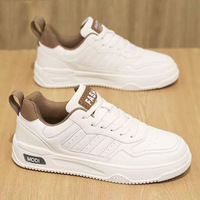 Zapatos de Hombre Primavera 2026, Nuevas Zapatillas Casuales Blancas que Combinan con Todo, Estilo Estudiantil, de Caña Baja, Modernas, Transpirables, con Cordones, Parte Superior de PU