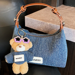 Bolso Bandolera de Mezclilla para Mujer, Diseño de Media Luna, con Correa Extraíble, Cierre de Cremallera, Portátil, Casual, para Uso Diario - Product Image 3