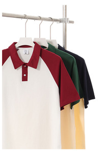 Polo de algodón al por mayor 200G manga raglán contraste color personalización bordado Polo para <span class=keywords><strong>hombre</strong></span> - Product Image 4