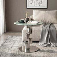 Table basse de luxe en marbre, modèle design, table d'appoint en acier inoxydable, table en pierre microcristalline, style luxe léger