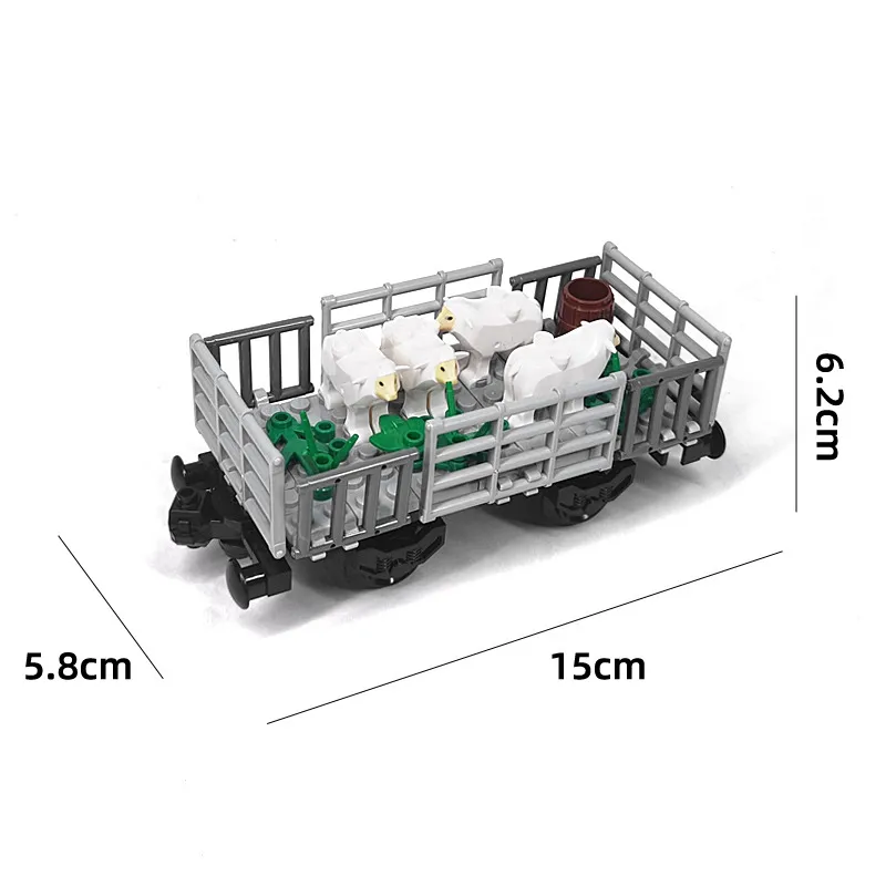 100-43 kreative Baustein Spielzeug MOC Set 3010 3009 3008 6111 Ziegel Kuh/Schaf/Pferd/Schwein/Flamingo Zug wagen (NO.PA01294)