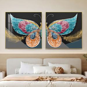 Venta al por Mayor de Fábrica, Personalización de Lujo, Impresión de Alta Definición, Decoración del Hogar, Pintura de Porcelana con Cristales de Mariposa, Luz LED - Product Image 5