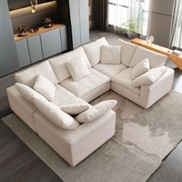Canapé modulaire en forme de U de style nordique en tissu imperméable avec canapé-lit et housse amovible pour appartement et villa