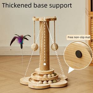 Hete Verkoop Cartoon Vorm Krasbord <span class=keywords><strong>Indoor</strong></span> Aantrekkelijke Kitten Boom Met Ballen Natuurlijke Sisal Kat Klimframe - Product Image 2