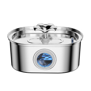 Fontaine à eau pour animaux de compagnie en acier inoxydable 3,2 L, circulation automatique, style rond, pour chiens et chats - Product Image 3
