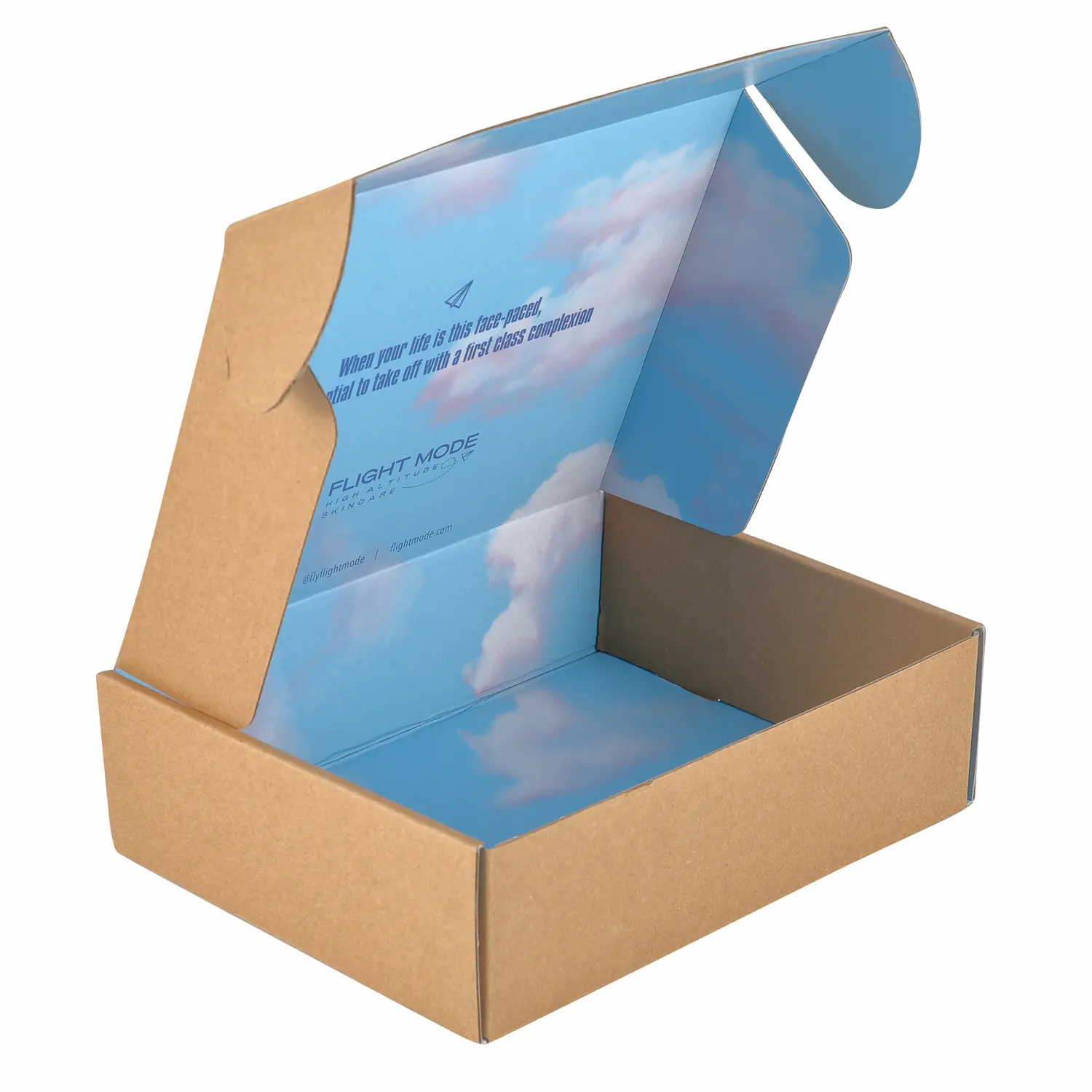 Cajas de regalos sorprendidas de lujo Cajas de cartón Kraft de impresión azul Cajas de envío de ropa de joyería de color sólido