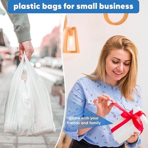 Bolsas de Compras Grandes Blancas Desechables Termoselladas Tipo Camiseta para Comercios, Supermercados y Comida para Llevar, Hechas de Polietileno de Alta Densidad (HDPE) - Product Image 6