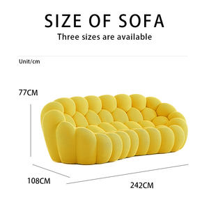 도매 공장 진공 포장 압축 된 곡선 뼈없는 소파 거실 3 인용 축구 버블 소파 스폰지 충전 - Product Image 2