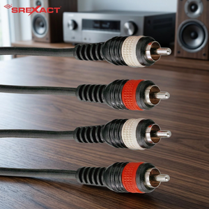 Câble audio-vidéo professionnel SREXACT 2m RCA à paire torsadée, blindage spiralé rouge et blanc, gaine PVC nickelée, cuivre nu - Product Image 3