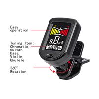 Vente en gros d'accordeur de guitare rechargeable à clipser chromatique pour violon ukulélé accessoires d'instruments de basse
