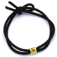 Bracelet minimaliste à double couche en cordon élastique noir, classique et tendance, avec perles dorées creuses en forme de initiales, bracelets de couple