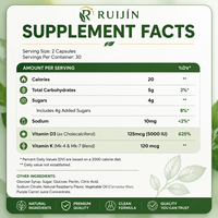 Capsules de Vitamine D3 K2 à Marque Blanche OEM 5000 UI pour l'Absorption du Calcium Osseux, le Soutien Immunitaire et Cardiaque, 60 Comprimés, Suppléments Végétariens
