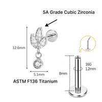 Aopo Piercing Labret en Titane Double Marquise CZ, Luxe Minimaliste, pour Oreille, Lèvre, Cartilage et Hélix