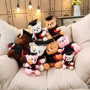 25cm थोक स्नातक टेडी भालू थोक टोपी और गाउन भूरे भालू के साथ नरम कस्टम भरवां पशु प्यारा आलीशान गुड़िया बच्चों के लिए