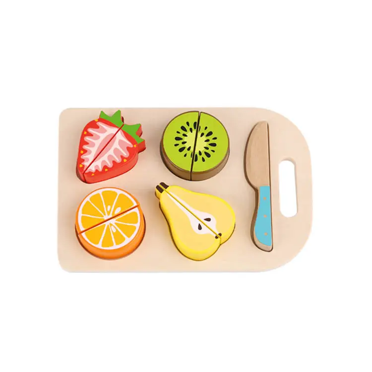 Food Toys Kitchen Set Wooden Cutting Fruits For Kids