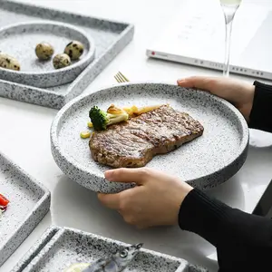 Mới Lạ INS Granite Gốm Steak Tấm Đá Cẩm Thạch Mô Hình Khay Sáng Tạo Bộ Đồ Ăn Granite Khách Sạn Khay Lưu Trữ
