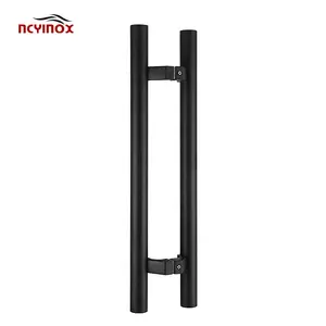 Black Round Shape Horseshoe Entry Glass Door Commercial Push Pull Handle Double Side Sliding Door Handle