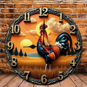 <b>Round</b> Wooden Wall Clock 25cm Silent Non Ticking Living Room Bedroom Hanging Clock - Product Image 6