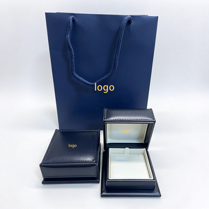 Navy Blue Leatherette <b>Rectangular</b> <b>Watch</b> Box with Faux Leather Lining Protective Case - Product Image 4