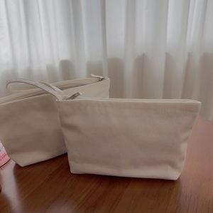 Pochette à monnaie et trousse de maquillage en toile blanche pure avec fermeture éclair, sur mesure, portable, simple, sac à main DIY pour les voyages, l'usage quotidien et les événements - Product Image 2
