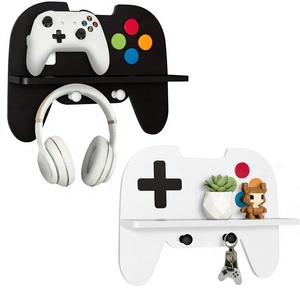Estantes Flotantes con Forma de Control de Videojuegos (Paquete de 2), Ganchos Duraderos <span class=keywords><strong>para</strong></span> Montaje en Pared, Organizador de Accesorios <span class=keywords><strong>para</strong></span> Decoración de Sala de Videojuegos - Product Image 1