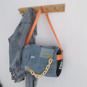 New Style Denim Shoulder Yoga Travel Sports Bag Fashion and Leisure <strong>Large</strong> Capacity Portable Bag - Product Image 6