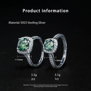 S925 Sterling Zilver Moissanite Princess Vierkante Platina Diamant Simulatie Ring Verlovingsring Trouwring - Product Image 5